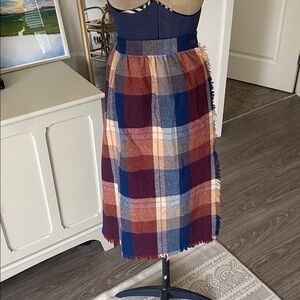 Vintage 1970s Parsons Place Wool-Blend Rainbow Plaid Wrap Skirt